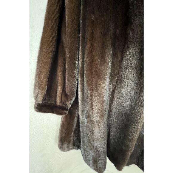BIRGER CHRISTENSEN Worlds Finest Dark Ranch Mink Fur Mid Length Swing Coat Sz 12 - Picture 4 of 16